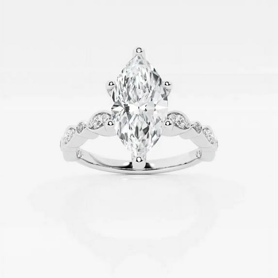 Zoya Jewel 2.1 Ct Marquise Cut Lab Diamond Engagement Ring – Versailles Style Wedding Ring for Women – 14K White Gold Plated – Gift for Her