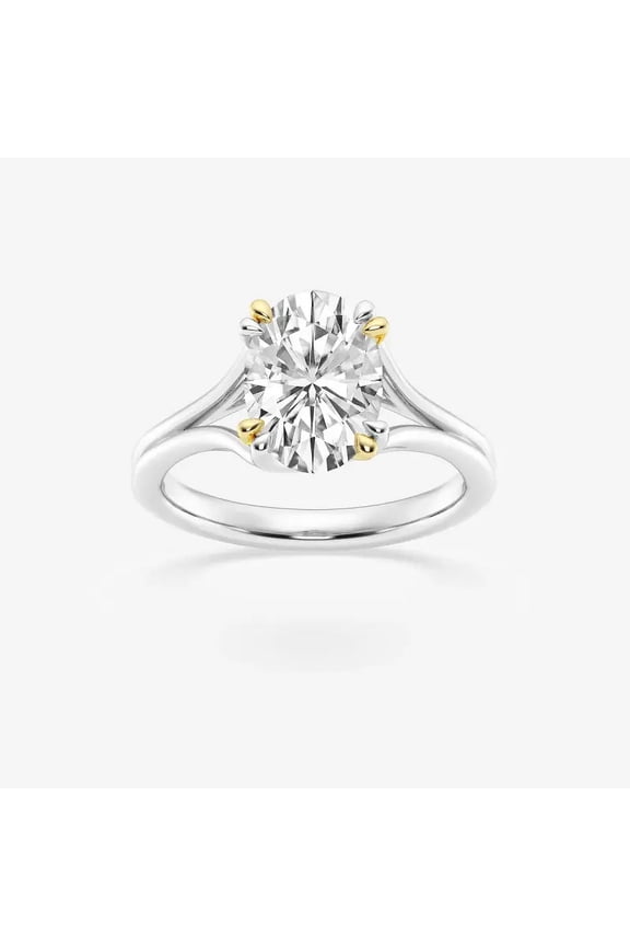 2.1 Ct Oval Cut Lab Simulated Moissanite Ring - 14K White Gold Plated Halo Jewelry - Wedding Engagement Ring for Women - Everyday Moissanite Promise Band