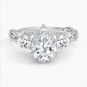 Zoya Jewel 2.1 Ct Pear Cut Diamond Ring - 14K White Gold Plated Engagement Wedding Ring - Bridal Jewelry Gift - Women's Anniversary Gift - Promise Wedding Ring for Her