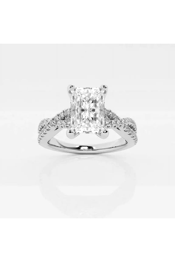 2.1 Ct Radiant Cut Lab-Created Diamond Ring – Elegant Infinity Wedding Ring – Twisted Style – 14K White Gold Plated – 30th Anniversary Gift