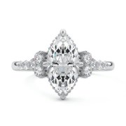 Zoya Jewel 2.2 Ct Marquise Cut Lab Created Diamond Ring   14K White Gold Plated   Wedding Engagement Ring   Anniversary Gift for Women