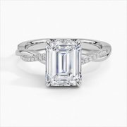 Zoya Jewel Emerald Cut 2.20 Ct Diamond Ring for Women - Split Shank Engagement Wedding Ring - Solitaire with Accents Band - Birthday Gift Jewelry for Her