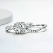 Zoya Jewel 2 Ct Brilliant Round Cut Lab-Created Simulated Diamond Vintage Inspired Engagement Wedding Ring 14K White Gold Plated