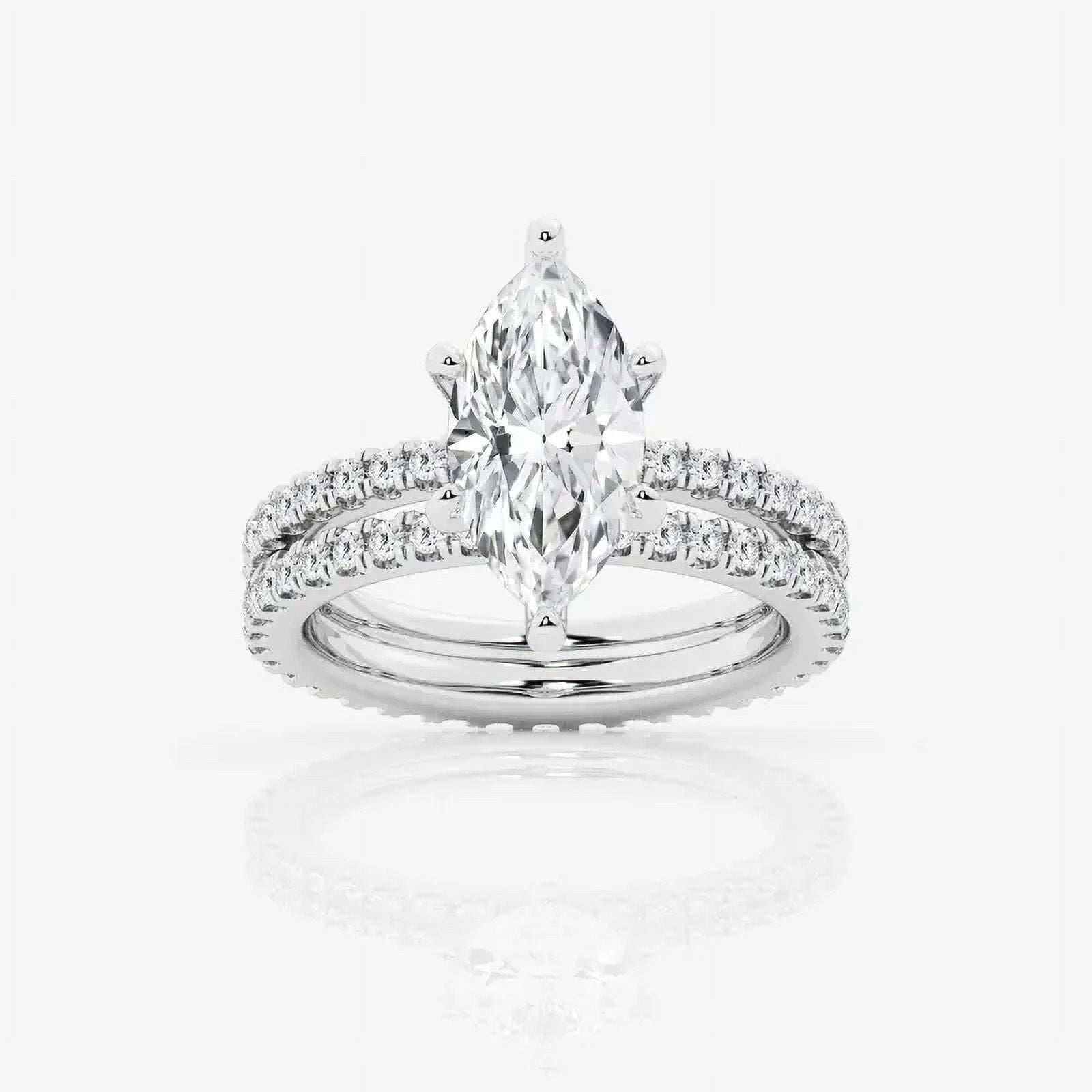 Zoya Jewel 2 Ct Marquise Cut Moissanite Engagement Ring – Women’s Double Shank Solitaire – 14K White Gold Plated – Perfect for Proposals & Special Events