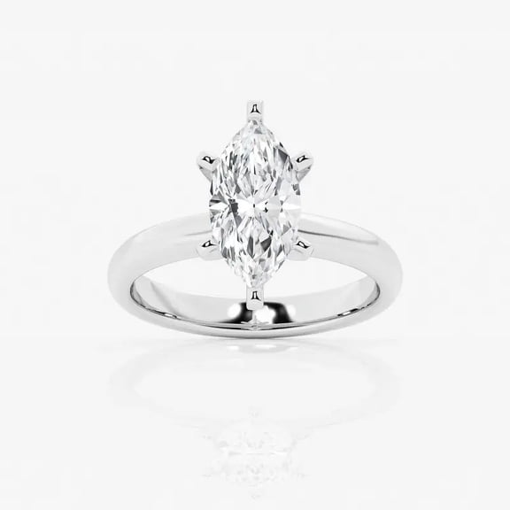Zoya Jewel 2 Ct Marquise Excellent Cut Lab Created Diamond Ring - 14K White Gold Plated Wedding Anniversary Jewelry - Solitaire Bridesmaid Engagement Ring - New Year Gift