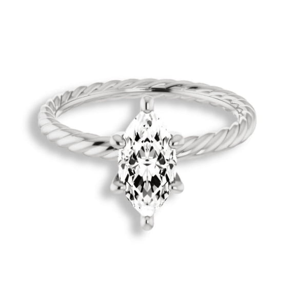 Zoya Jewel 2 Ct VVS1 Marquise Cut Lab Created Diamond Engagement Ring - 14k White Gold Over Diamond Anniversary Women's Ring - Wedding Anniversary Gifts On Clearance - Promise Diamond Ring