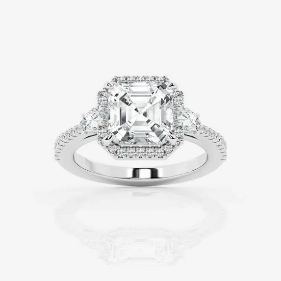 Zoya Jewel Asscher Cut 1.5 Ct Lab Created Diamond Ring - 14K White Gold Plated Anniversary Wedding Ring - Milgrain Engagement Jewelry - Clearance Birthday Gift