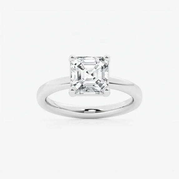 Zoya Jewel Asscher Cut 1.5 Ct Moissanite Ring - 14K White Gold Plated Wedding Jewelry - Valentine Proposal Gift - Sister’s Anniversary Moissanite Ring