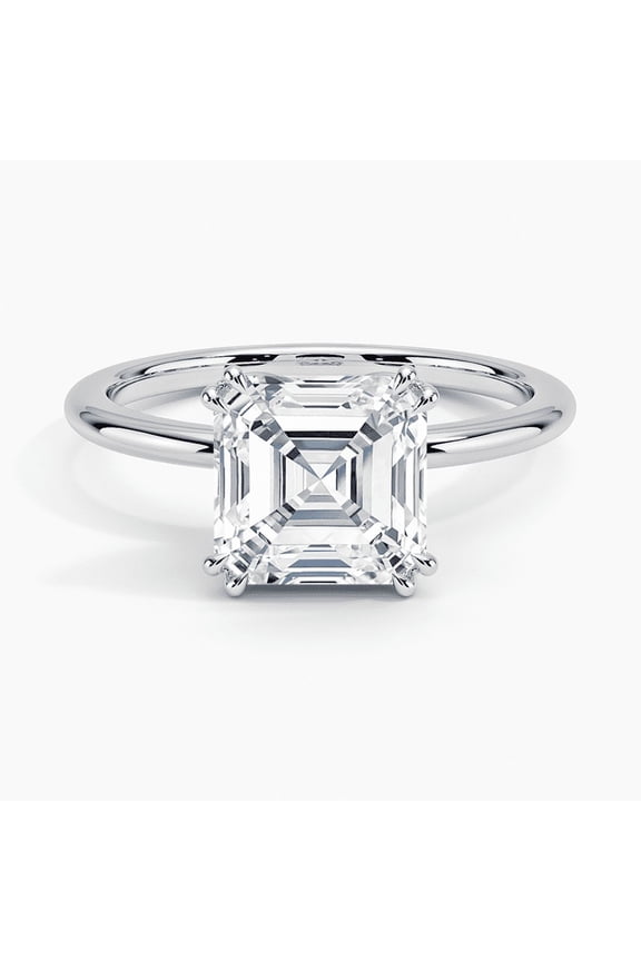 1.8 Ct Asscher-Cut Diamond Ring - 14K White Gold Plated Gift Ring - Elegant Asscher Solitaire Bridal Ring for Women - Double Prong Minimal Anniversary Jewelry