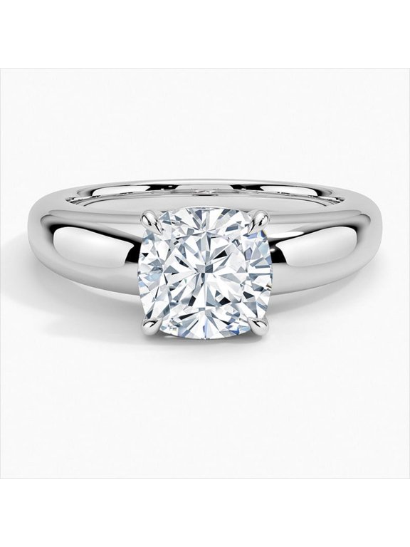1.8 Ct Cushion Cut Excellent Diamond Ring – 14K White Gold Plated Engagement Ring – Women’s Solitaire Diamond Style – Classic Solo Stone Ring for Wedding