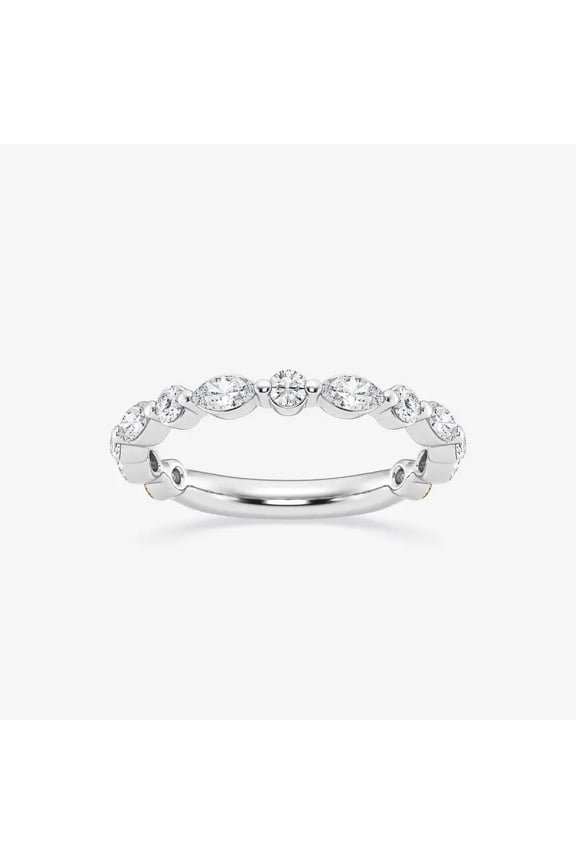 Excellent 1.8 Ct Lab Diamond Rings with Marquise & Round Cuts - 14K White Gold Plated Designer Bands - Distinctive Proposal Jewelry for Her - Sister’s Gift Diamond Rings