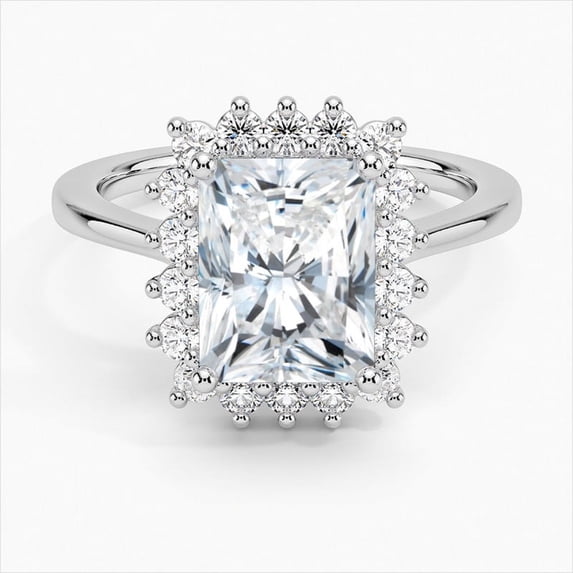 Zoya Jewel Floral Diamond Rings for Her - Radiant Cut Excellent 2.1 Ct Diamond Ring For Women's - White Gold Over 14K Silver Diamond Ring - Halo Diamond Rings for Her - Engagement Diamond Rings