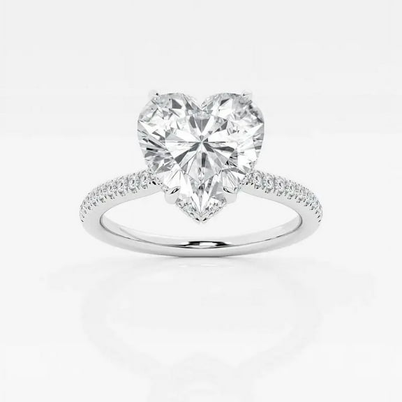 Zoya Jewel Lab Created 2.2 Ct Heart Cut Simulated Diamond Rings - 14K White Gold Plated Jewelry - Promise Hidden Halo Diamond Ring - Valentine’s Gift for Sister