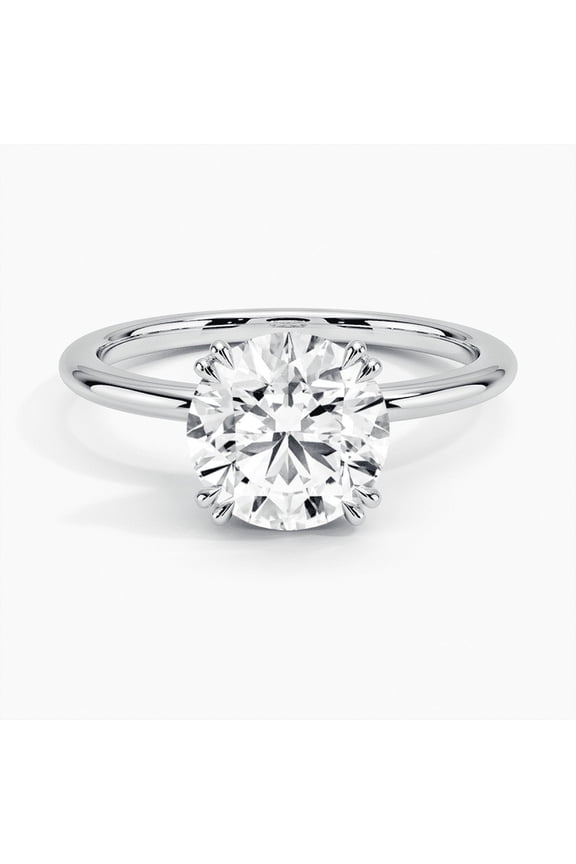 1.5 Ct Round-Cut Diamond Ring - 14K White Gold Plated Simple Solitaire Band - Double Prong Dainty Jewelry - Everyday Wear Ring - Clearance Anniversary Gift for Her