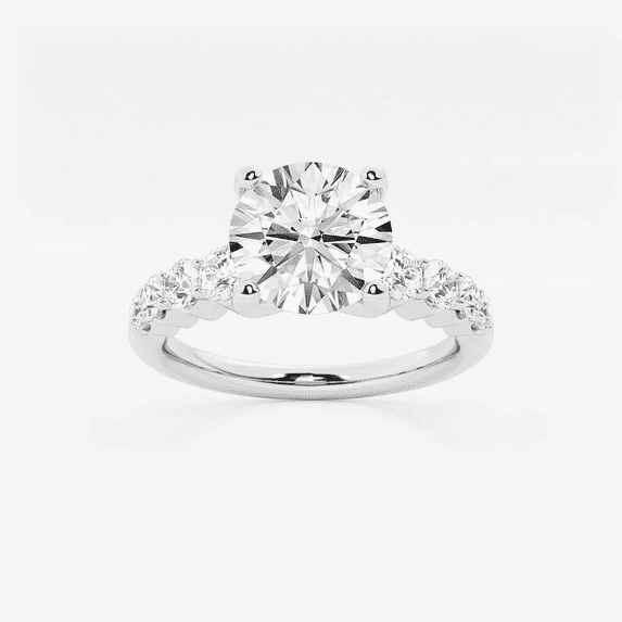 Zoya Jewel Round Cut 1.6 Ct Diamond Wedding Ring – 14K White Gold Plated – Eternity Band Engagement Jewelry – Valentine Proposal Ring for Women