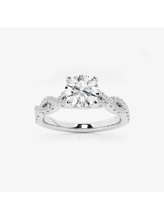 Round Cut 2 Ct Anniversary Ring – 14K White Gold Plated – Wedding Promise Jewelry – Daily Split Shank Engagement Ring for Her