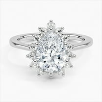 Zoya Jewel Silver 14k White Gold Over Rings for Women's - Excellent 2.1 Ct Pear Cut Lab Created Simulated Diamond Rings for Her - Floral Diamond Rings for Women's - Halo Diamond Rings for Women's