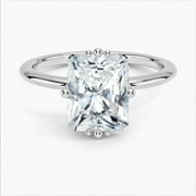 Zoya Jewel 2.1 Ct Radiant Cut VVS1/D Lab Created Simulated Diamond Ring - 14K White Gold Plated Ring - Womens Solo Stone Engagement Ring - Simple Wedding Diamond Jewelry
