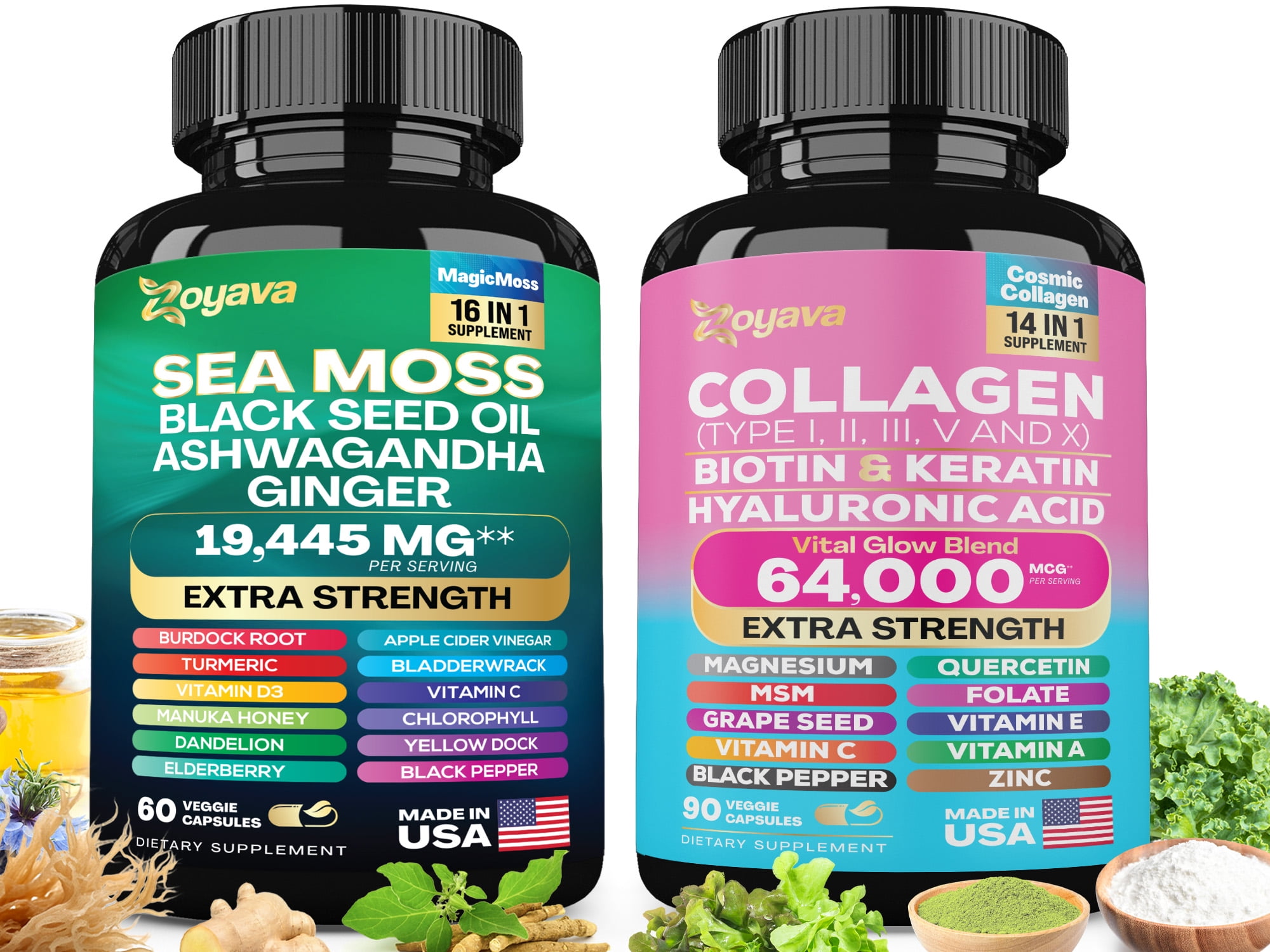Zoyava Wellness Bundle: Sea Moss, Collagen, Black Seed Oil
