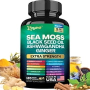 Zoyava Organic Seamoss Blend with Bladderwrack, Burdock, and Chlorophyll, 120 Capsules