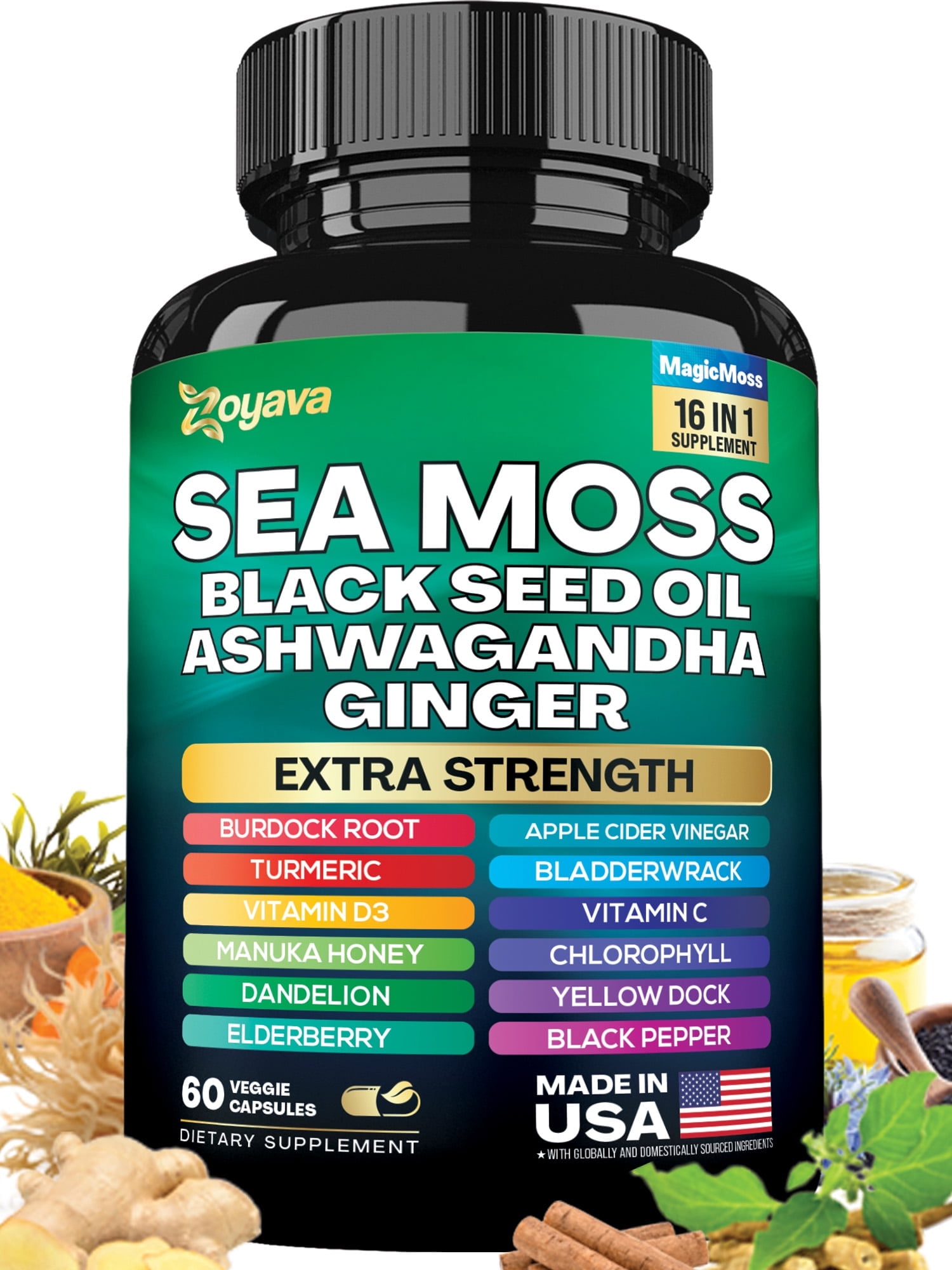Zoyava Organic Sea Moss Blend, High Potency 19,445 MG, 15+