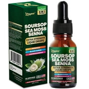 Soursop Leaves Extract Liquid Drops Supplement 1200 MG, Graviola, Sea Moss, Ashwagandha, Moringa, Black Cumin Seed, 6-in-1, Extra Strength for Daily Wellness, 60 Servings Mixed Berry Flavor
