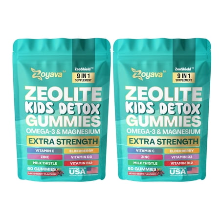 Zoyava Zeolite Kids Detox Gummies Mixed Berry Flavored All-in-One 60 Gummies for Detox, Immunity, and Overall Wellness(2 Pack)
