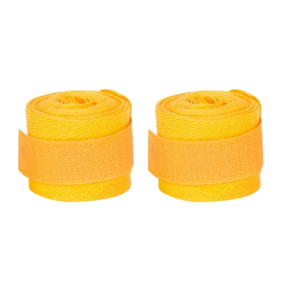 Zoyueyie 1 Pair 2.5M Cotton Hand Wraps Bandage Handguard Wraping Belt Hand Sticking Pad Design Protecting Nylon Strap for Karate Sanda Boxing Fitness (Yellow)