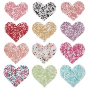 HEATSHAKING 12Pcs Assorted Color Heart Iron on Patches for Clothing Decoration Acrylic