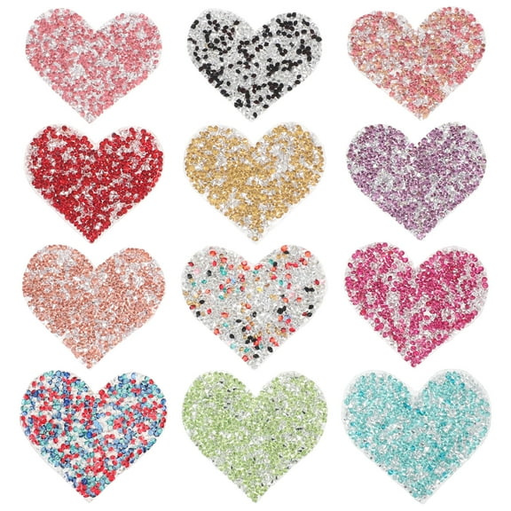 HEATSHAKING 12Pcs Embroidered Heart Patches Fashionable Delicate for Hat Bag Clothes Diy Projects Apparel Repair