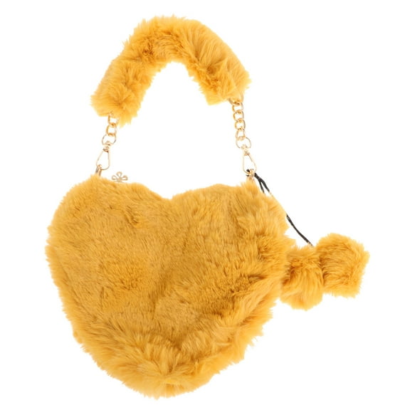 Zoyueyie 1Pc Plush Heart-shaped Bag Female Lovely Handbag Furry Bag for Winter Autumn