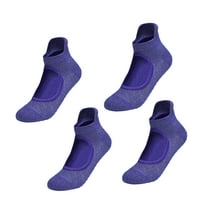 Zoyueyie 2 Pairs Non-slip Open Instep Socks Women Cotton Yoga Socks Indoor Breathable Fitness Socks (Purple)