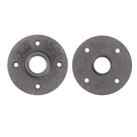Zoyueyie 2 Pcs Vintage Malleable Threaded Floor Flange Iron Pipe Fittings Wall Mounted Flange