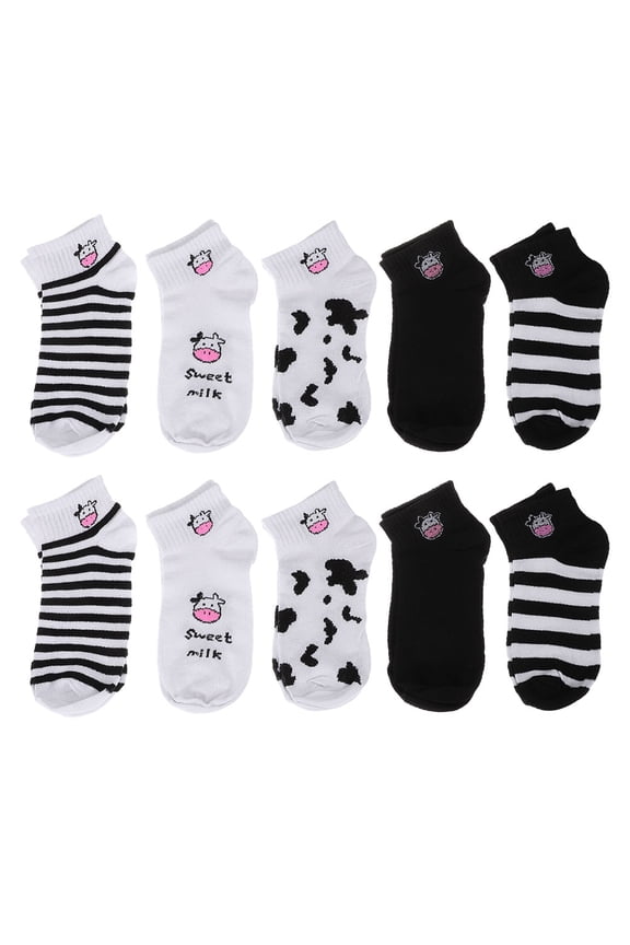 2 Sets Cartoon Cow Pattern Socks Cotton Socks Summer Short Socks for Women