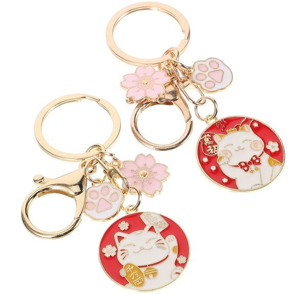 Zoyueyie 2pcs Japanese Keychain Cute Lucky Keyring Pendant Keychain Hanging Bag Charm Keyring
