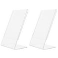 thumbnail image 1 of Zoyueyie 2pcs Sign Holder with Vertical Slanted Back Clear Sign Holder Picture Photo Frames Flyer Document Paper Display Stand for Office Desktop, 1 of 10