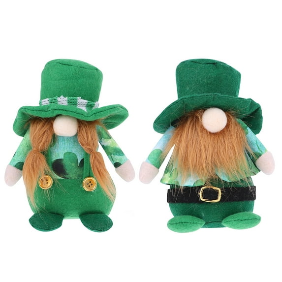 Zoyueyie 2pcs St. Patrickas Day Gnomes Plush Shamrock Scandinavian Tomte Swedish Ornaments For Party Holiday Home Green