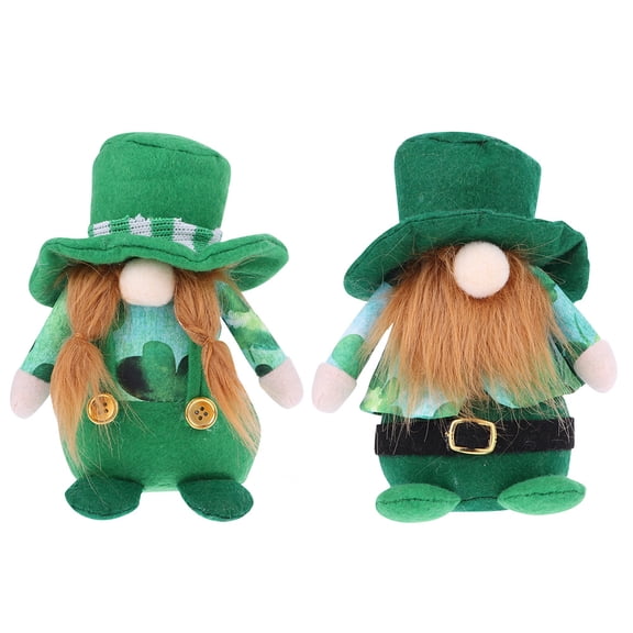 Zoyueyie 2pcs St. Patrickas Day Gnomes Plush Shamrock Scandinavian Tomte Swedish Ornaments For Party Holiday Home Green