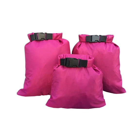 Zoyueyie 3pcs 1.5L+2.5L+3.5L Waterproof Dry Bag Storage Pouch Bag for Camping Boating Kayaking Rafting Fishing (Rose Red)