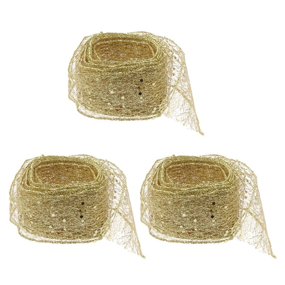 Zoyueyie 3pcs 2m Beautiful Christmas Ribbons Gift Packaging Ties Decor Craft Accessory (Golden)