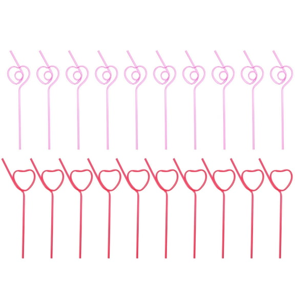 Heart Shape Straws for Home Made of Plastic in Assorted Colors Perfect for Valentine's Day Parties 40 Pieces