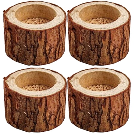 Zoyueyie 4Pcs Rustic Wood Decorative Tealight Holder Wooden Candle Holder Table Centerpieces