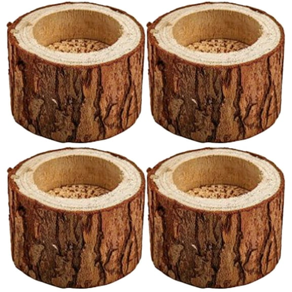 Zoyueyie 4Pcs Rustic Wood Decorative Tealight Holder Wooden Candle Holder Table Centerpieces