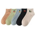thumbnail image 1 of Zoyueyie 5 Pairs Embroidery Fruit Pattern Creative Ankle Socks Comfortable Cotton Socks Low Cut Socks for Women Girls Ladies, 1 of 11