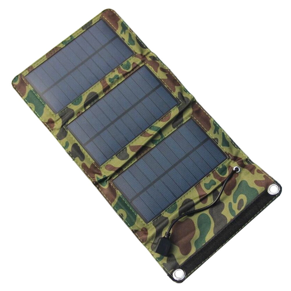 Zoyueyie 5W Portable Foldable Solar Panel 5V USB Output Waterproof Solar Panel Charger Mobile Power Bank Outdoor Camping Emergency Solar Powered Charger for Phone Tablet/ GPS/ MP3 (Camouflage)