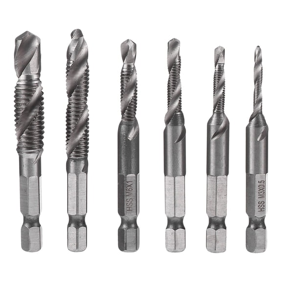 Zoyueyie 6Pcs Drill and Tap Bit Metric Thread Drill Bit Set Shanks Screw Tapping Tool