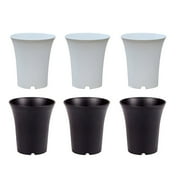 Zoyueyie 6pcs Plastic Round Succulents Pots Flower Planter for Home Office or Garden Decoration(3 Extra Small White and 3 Extra Small Black)