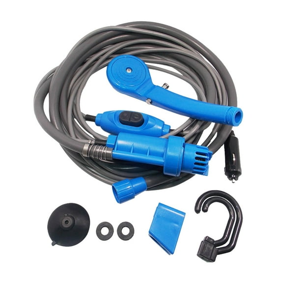 Zoyueyie Portable Outdoor Camping Shower Automotive Outdoor 12V Shower Set for Travel Sun Bathing Pet Washing (Blue)