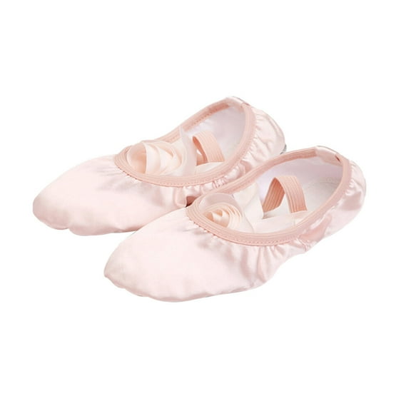 Zoyueyie Ribbon Ballet Practice Shoes Lace-Up Yoga Shoes Sole Dance Shoes for Girls Women - Size 25