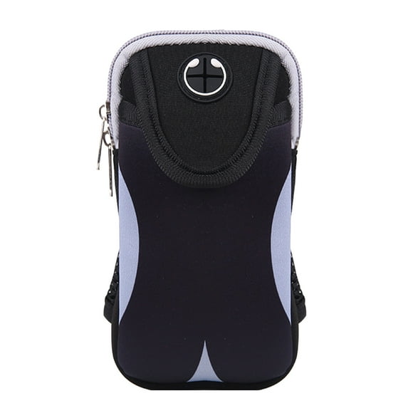 Zoyueyie Unisex Sports Running Mobile Phone Bag Outdoor Fitness Armband Sweatproof Arm Package Bag Gym Cellphone Bag Key Holder Pouch for Women and Men (White and Grey)